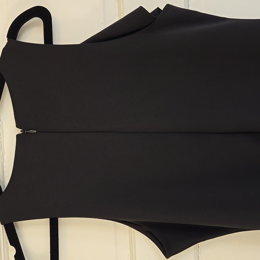 Banana Republic Black Asymmetrical Flounce Scuba Midi Dress Size 12 NWT - Picture 4 of 13